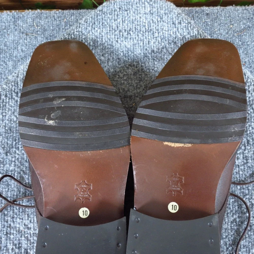 Alfani Men Derby Dress Shoes Size 10 Formal Business Square Toe Brown Leather‎